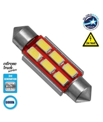 Σωληνωτός LED Extreme Truck Series Can-Bus 3ης Γενιάς 39mm 4.5w 24V Ψυχρό Λευκό 6000k GloboStar 81343